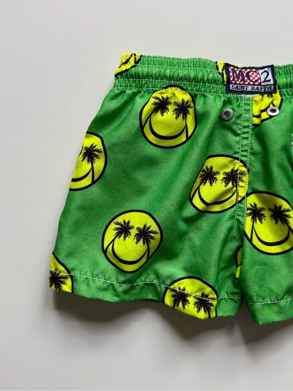 MC2 Saint Barth Boys Smiley Print Palm Swim Shorts - Size 2Y
